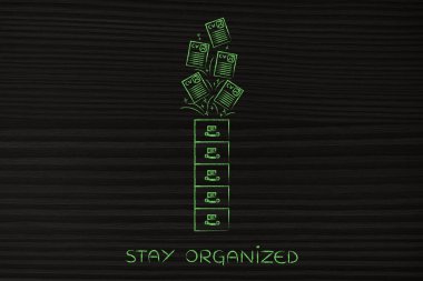 Özgeçmiş kağıtları içinde ya da dışarı ile arşiv