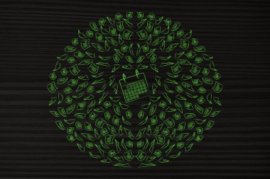 belgeleri iplik akmaz tarafından çevrili takvim