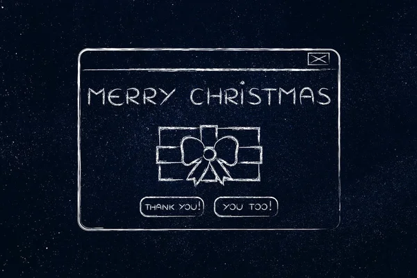Mensaje pop-up divertido con deseos de Navidad y presente — Foto de Stock