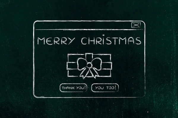 Rolig popup-meddelande med jul önskemål och närvarande — Stockfoto