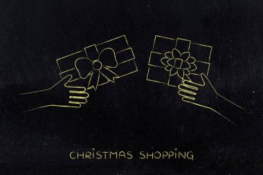 Noel hediye alışverişi eller