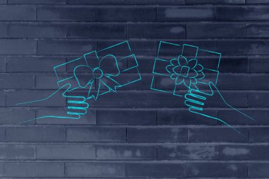 Noel hediye alışverişi eller