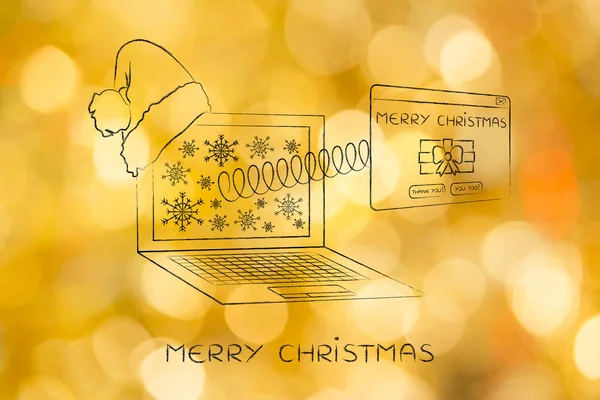 온라인 쇼핑 또는 소원, 스프링에 팝업 크리스마스를 보내는 — 스톡 사진