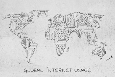 Elektronik mikroçip devreleri yapılan Dünya Haritası