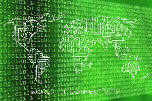 World map made of electronic microchip circuits — Stock Photo, Image