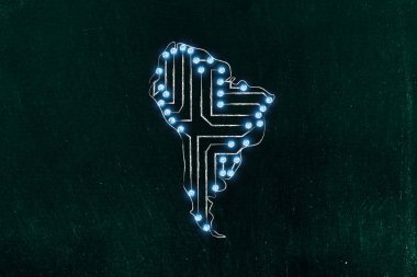 Güney Amerika harita elektronik mikroçip devreleri yapılan