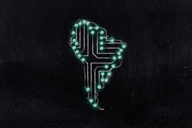 Güney Amerika harita elektronik mikroçip devreleri yapılan