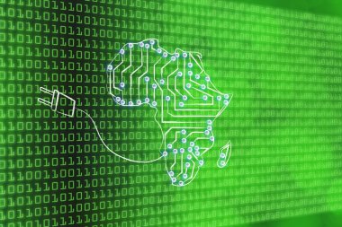 Elektronik mikroçip devreler ve fiş yapılan Afrika harita