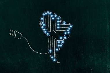 Güney Amerika harita elektronik mikroçip devreleri yapılan