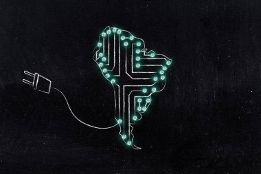 Güney Amerika harita elektronik mikroçip devreleri yapılan
