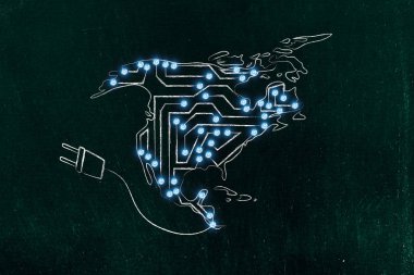 Amerika ve Kanada harita elektronik mikroçip devreleri yapılan