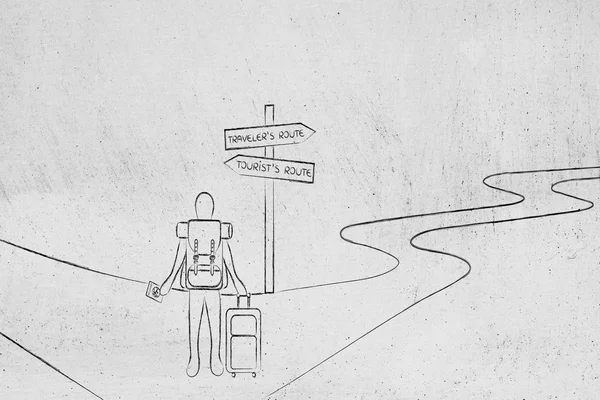 旅行者或旅游︰ 在 crosspath 袋与背包的人 — 图库照片