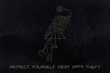 adam ikili kod yağmur altında şemsiye ile veri koruma ihlali