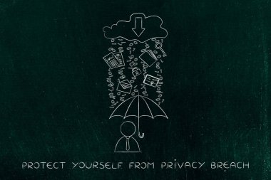 adam ikili kod yağmur altında şemsiye ile veri koruma ihlali