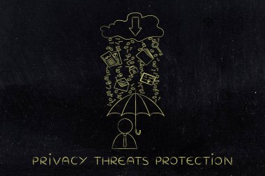 adam ikili kod yağmur altında şemsiye ile veri koruma ihlali