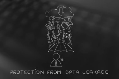 adam ikili kod yağmur altında şemsiye ile veri koruma ihlali