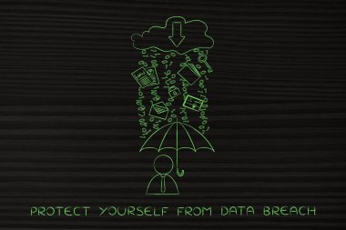 adam ikili kod yağmur altında şemsiye ile veri koruma ihlali