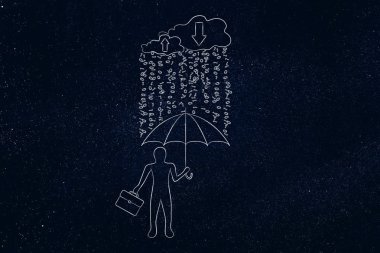 adam ikili kod yağmur altında şemsiye ile veri koruma ihlali