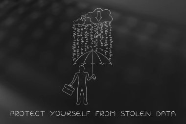 adam ikili kod yağmur altında şemsiye ile veri koruma ihlali