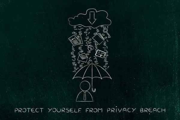 adam ikili kod yağmur altında şemsiye ile veri koruma ihlali