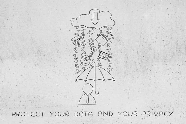 adam ikili kod yağmur altında şemsiye ile veri koruma ihlali