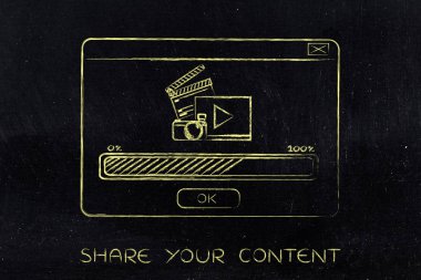 pop-up video yükleme simgeler ve ilerleme çubuğu ile