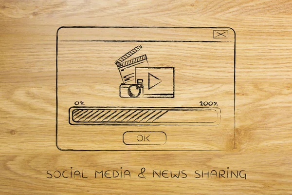 pop-up video yükleme simgeler ve ilerleme çubuğu ile