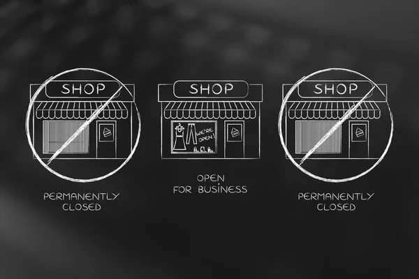 Один магазин открыт для бизнеса в окружении других — стоковое фото