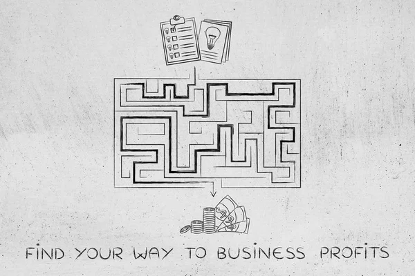 Da idee di business innovative per ottenere profitti, labirinto metafisico — Foto Stock