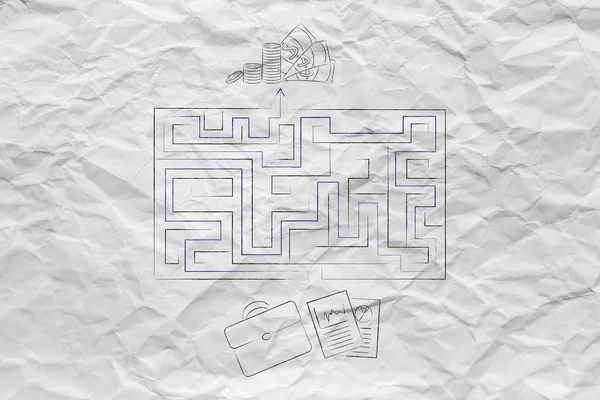 Von Businessplänen zur Gewinnerzielung, Labyrinth-Metapher — Stockfoto