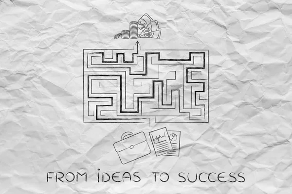 From business plans to obtaining profits, maze metaphor — Stock Photo, Image