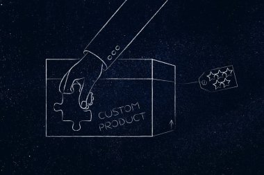 Ürün özelleştirme kavramı: Bulmaca parça tutan el