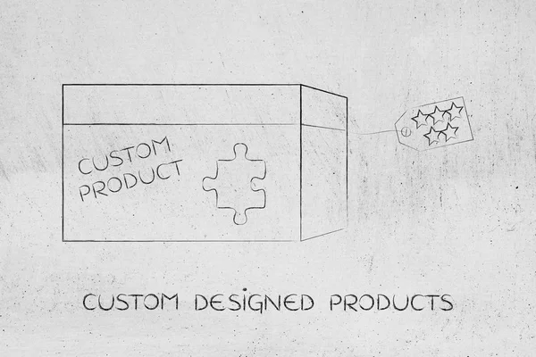 Conceito de personalização do produto: peça de quebra-cabeça completando um novo — Fotografia de Stock