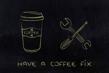 kahve düzeltme, fincan ve anahtarı illüstrasyon