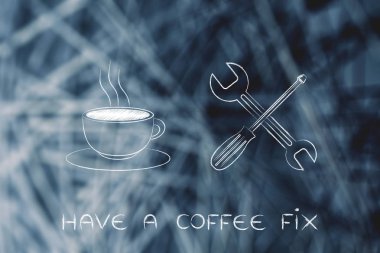 kahve düzeltme, fincan ve anahtarı illüstrasyon