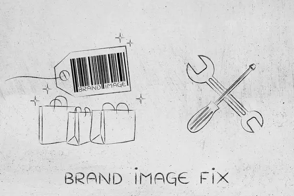 Fixando sua imagem de marca, produtos com chave de fenda & chave de fenda — Fotografia de Stock