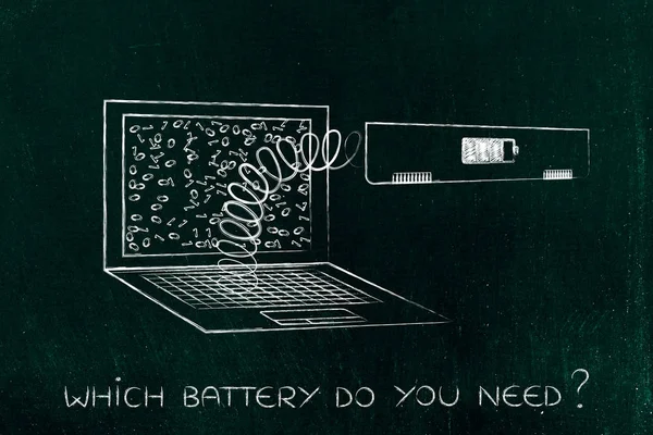 Notebook je bateriový modul se na jaro — Stock fotografie