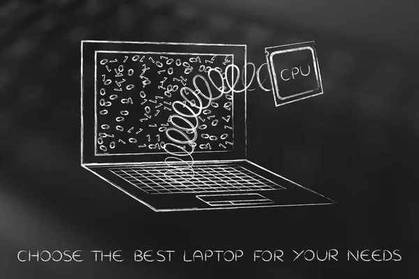 Laptop cpu-module op een veer — Stockfoto
