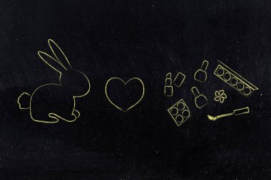 Bunny ile kalp simgesi, zulüm-Alerjik kozmetik makyaj yanındaki