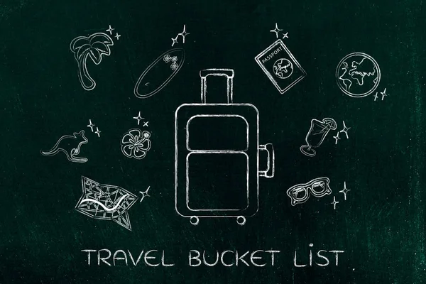 Holiday planning, luggage & travel icons — Stock Photo, Image