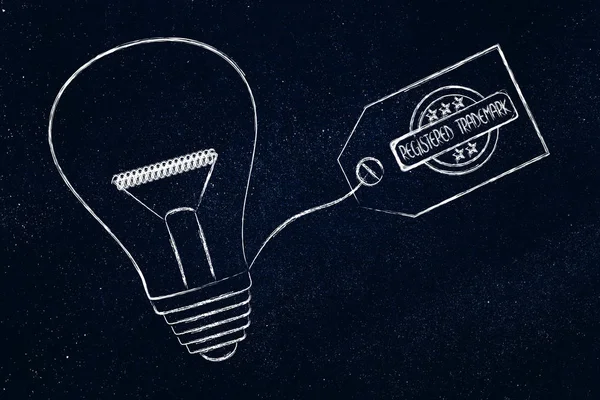Idea lightbulb with trademark tag — Stock Photo, Image