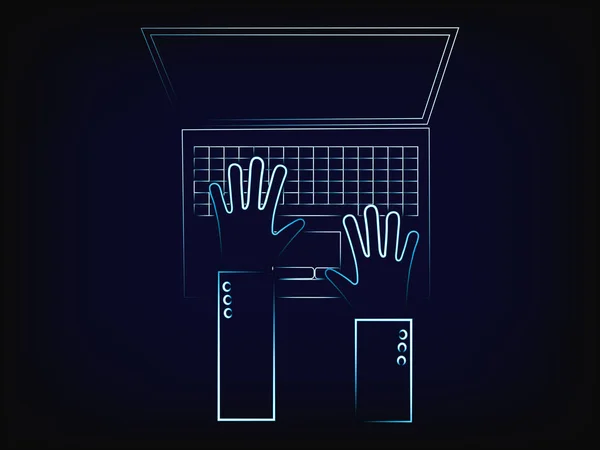 Διάνυσμα των χεριών του χρήστη πληκτρολογώντας σε ένα φορητό υπολογιστή — Διανυσματικό Αρχείο