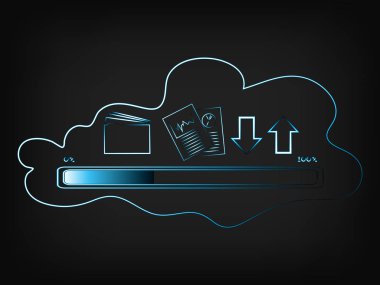 vektör bulut belge transferlerinin ilerleme çubuğu ile