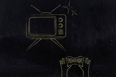 Retro tv ve video oyunları oyun çubuğu