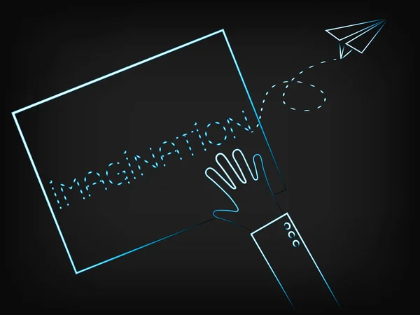 Fantasie ontwerp met papieren vliegtuigje vliegen — Stockvector