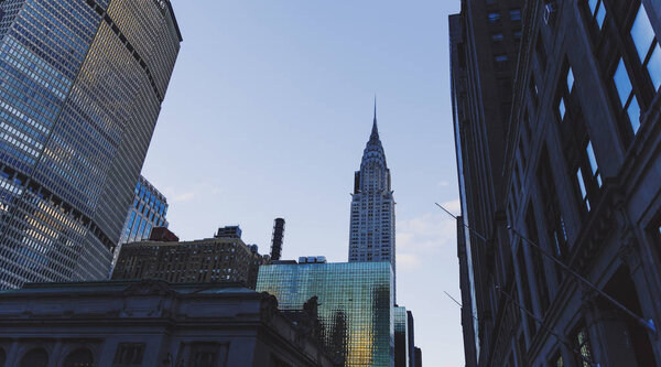 NEW YORK CITY, NY - 03 December, 2016: the Chrysler Building (Manhattan, New York) and surrounding area at dusk