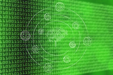 Elektronik beyin çevresinde dönen çark ile