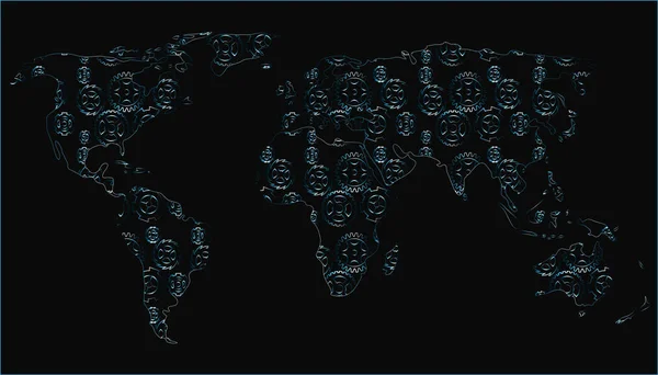 世界地图由齿轮, — 图库矢量图片