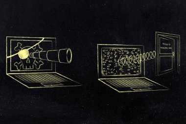 korsan dizüstü bilgisayar açık kişisel veri kapı pop ile başka bir casusluk