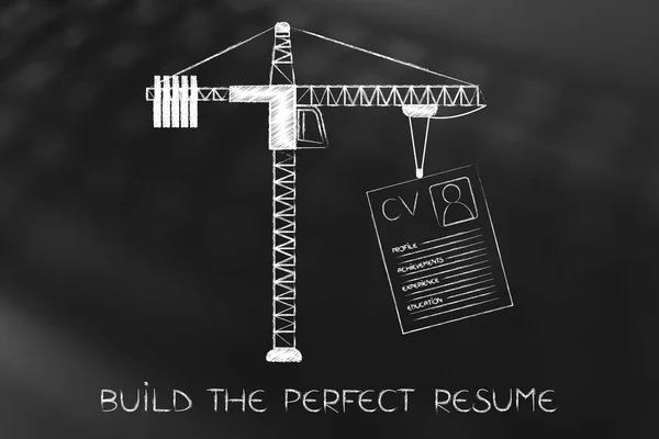 Tower crane lifting a resume — Stock Photo, Image